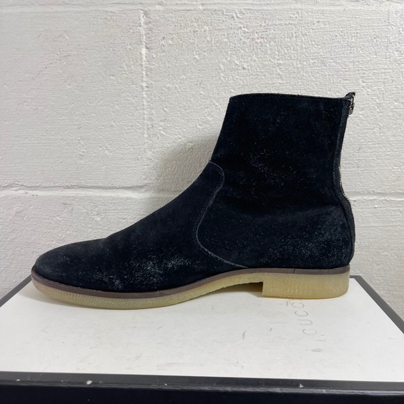  Black Suede Ankle Boots Back Zipper‎ Crepe Sole Men\'s Size 10 Made in India main image 5